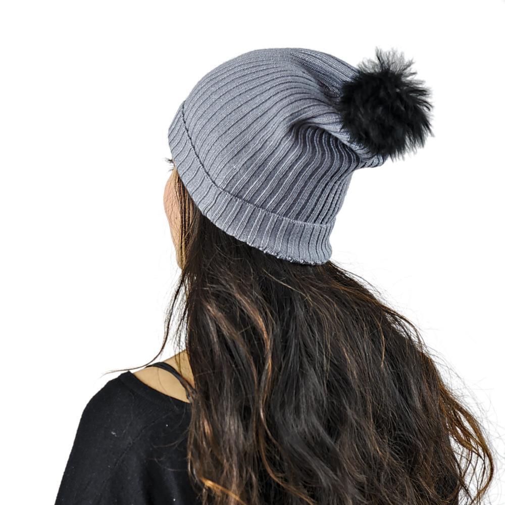 Alpaka Mütze Damen Sally One Size für Kopfgrößen S-XL mit Bommel kuschelig und weich