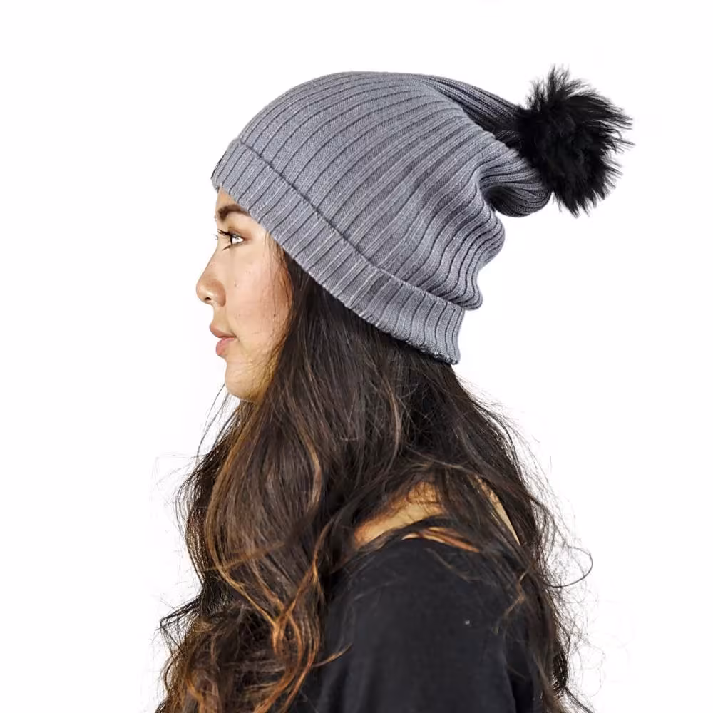 Alpaka M&uuml;tze Damen Sally One Size f&uuml;r Kopfgr&ouml;&szlig;en S-XL mit Bommel kuschelig und weich