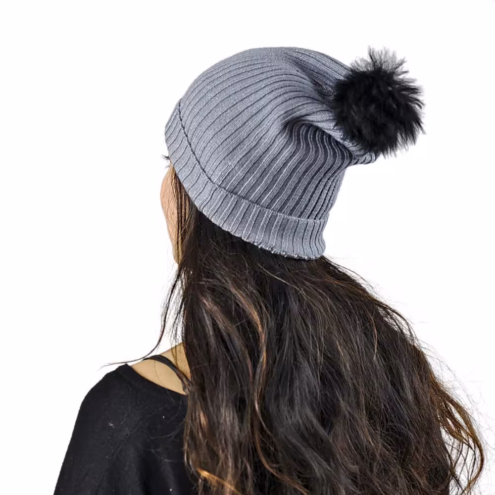 Alpaka M&uuml;tze Damen Sally One Size f&uuml;r Kopfgr&ouml;&szlig;en S-XL mit Bommel kuschelig und weich