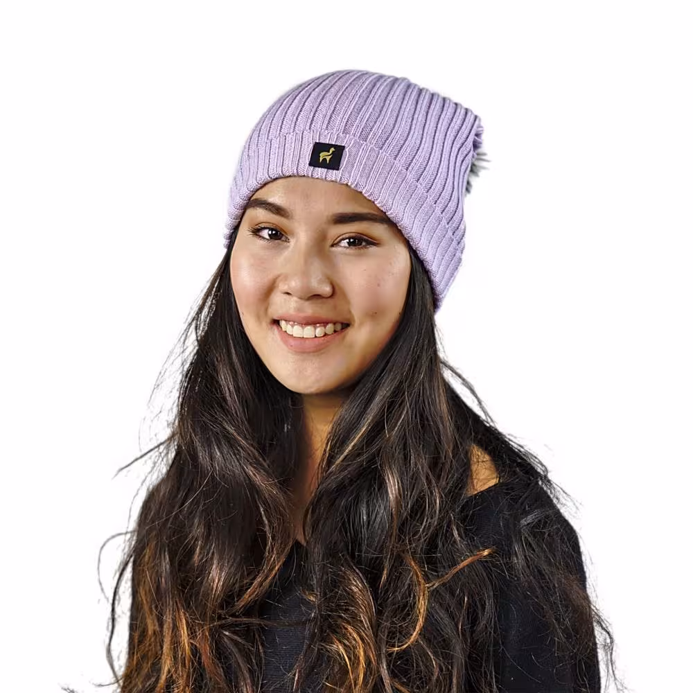 Alpaka M&uuml;tze Damen Sally One Size f&uuml;r Kopfgr&ouml;&szlig;en S-XL mit Bommel kuschelig und weich