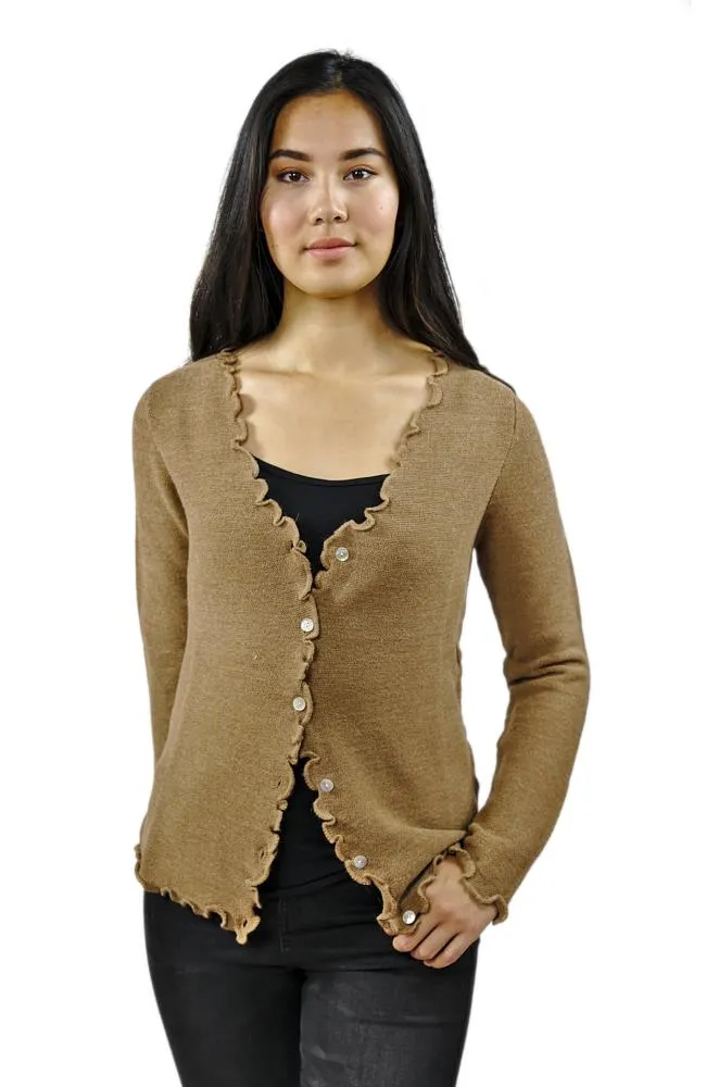 Alpaka Damen Strickjacke Camilla mit Kn&ouml;pfen Cardigan
