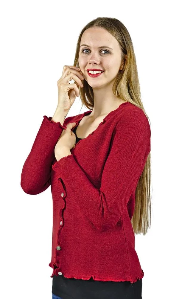 Alpaka Damen Strickjacke Camilla mit Kn&ouml;pfen Cardigan
