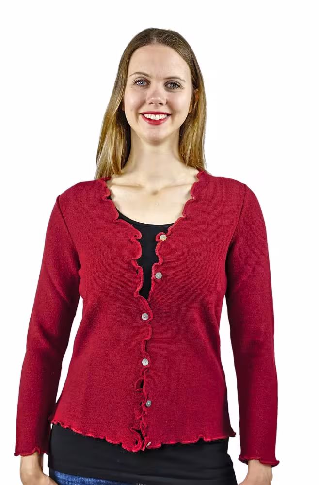Alpaka Damen Strickjacke Camilla mit Kn&ouml;pfen Cardigan