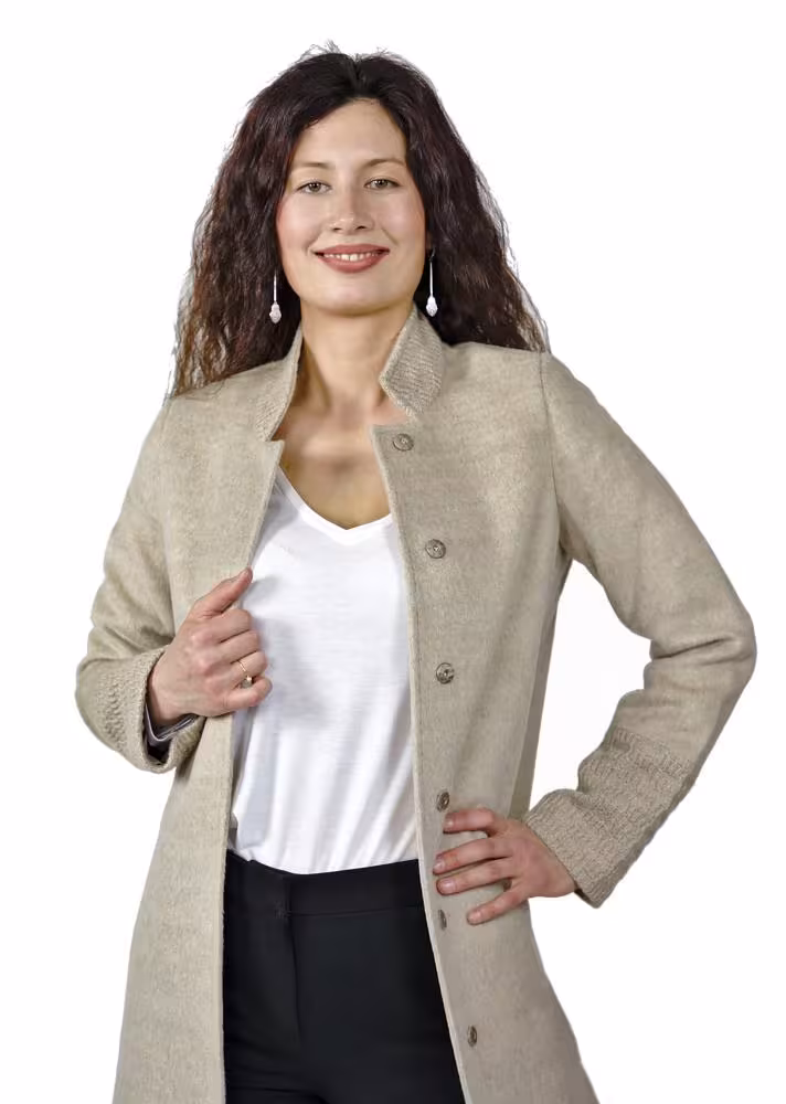 Luxury Alpaka Mantel Jenny mit sch&ouml;nen Druckkn&ouml;pfen f&uuml;r Damen