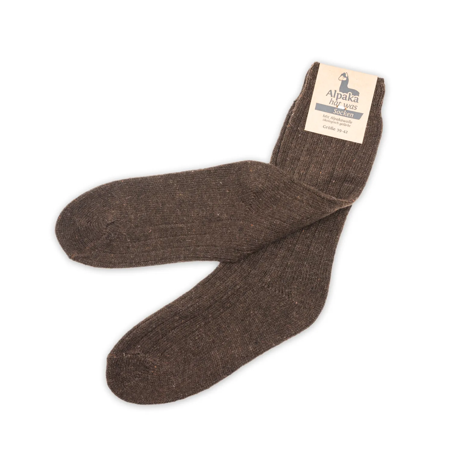 Alpaka Socken d&uuml;nn in dunkelbraun, 92% Alpakawolle