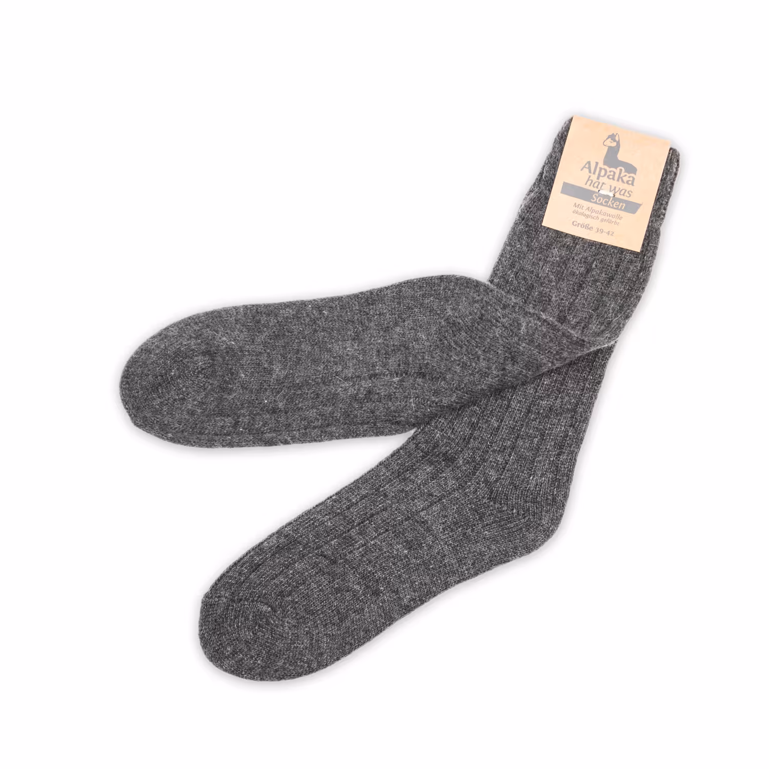 Alpaka Socken d&uuml;nn in dunkelgrau, 92% Alpakawolle