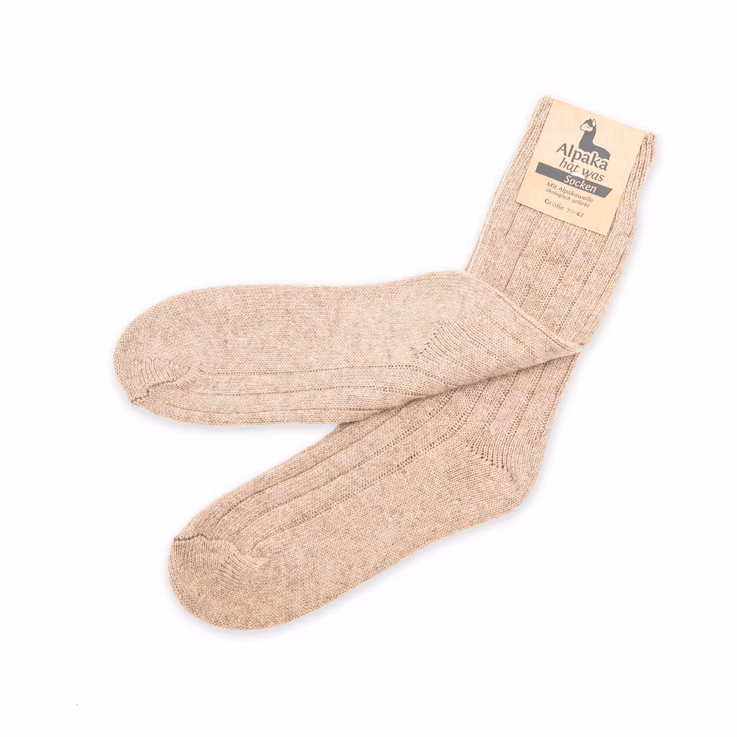 Alpaka Socken d&uuml;nn in hellbraun, 92% Alpakawolle