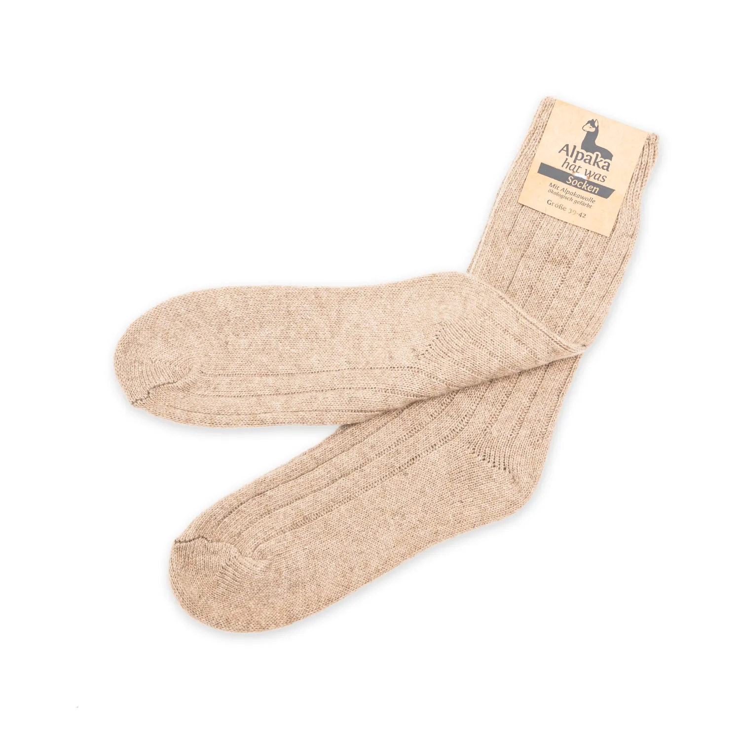 Alpaka Socken d&uuml;nn in hellbraun, 92% Alpakawolle