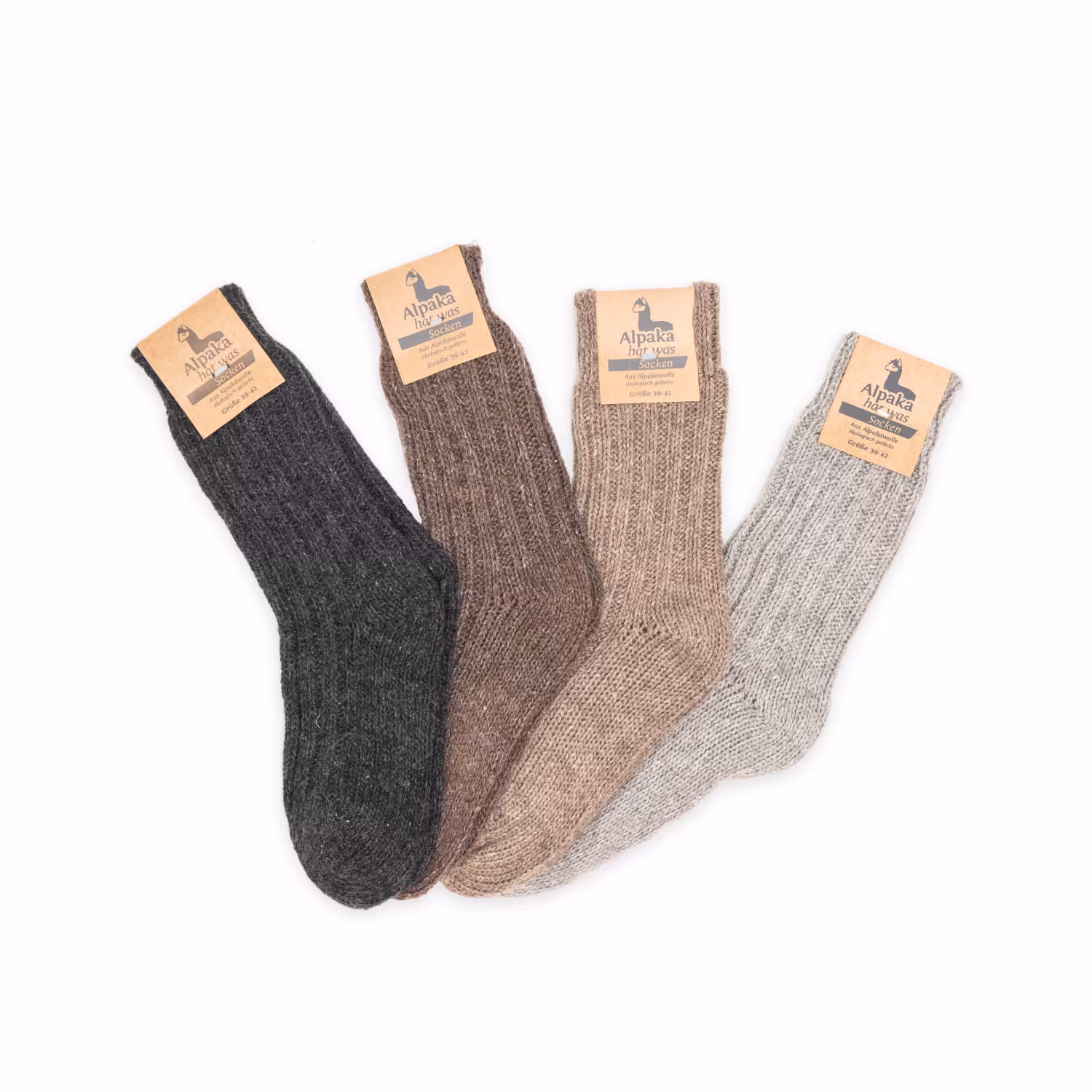 Alpaka Socken dick in hellbraun, 92% Alpakawolle