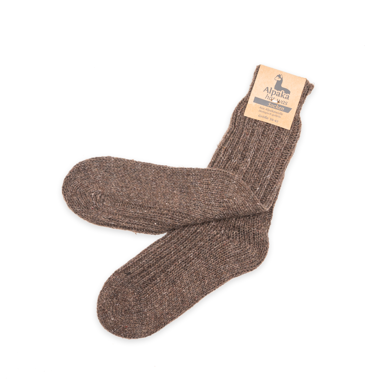 Alpaka Socken dick in dunkelbraun, 92% Alpakawolle