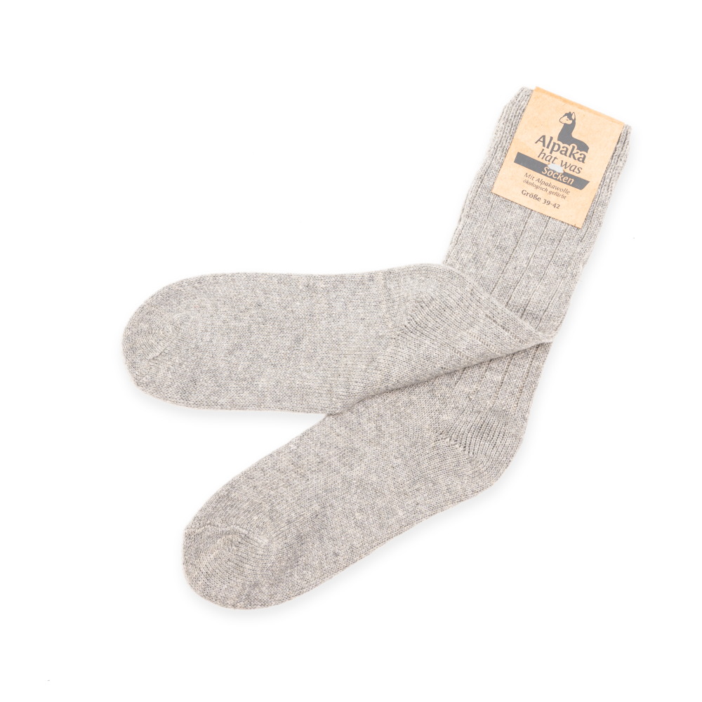 Kinder Alpaka Socken in hellgrau, 92% Alpakawolle