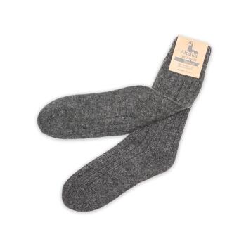Alpaka Socken dünn in dunkelgrau, 92% Alpakawolle