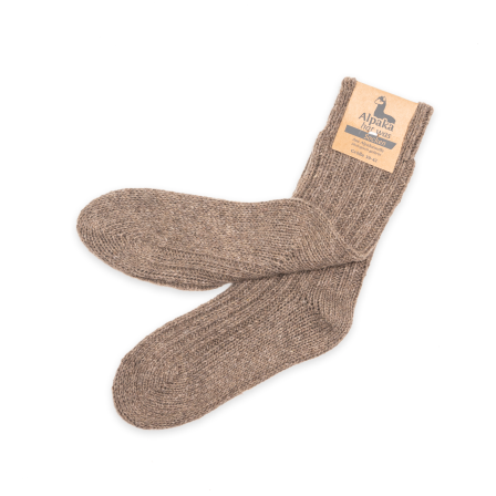 Alpaka Socken dick in hellbraun, 92% Alpakawolle