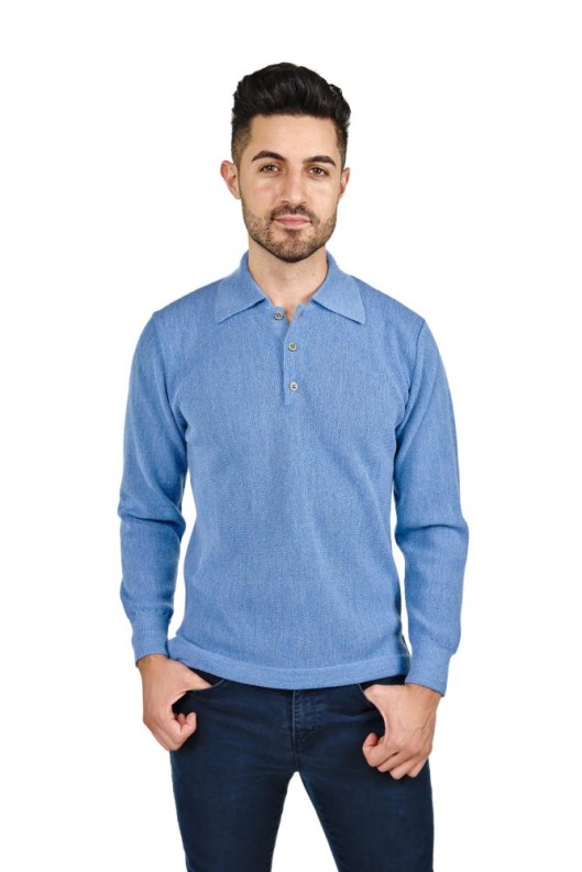 Pullover Renzo Polo Langarm 100% Baby Alpaka für Herren