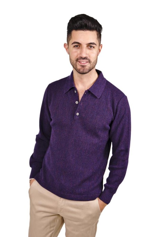 Pullover Renzo Polo Langarm 100% Baby Alpaka für Herren