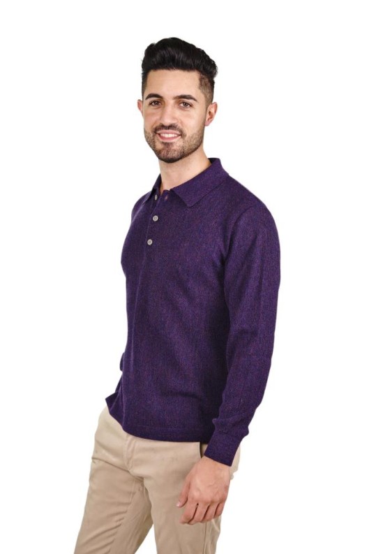 Pullover Renzo Polo Langarm 100% Baby Alpaka für Herren