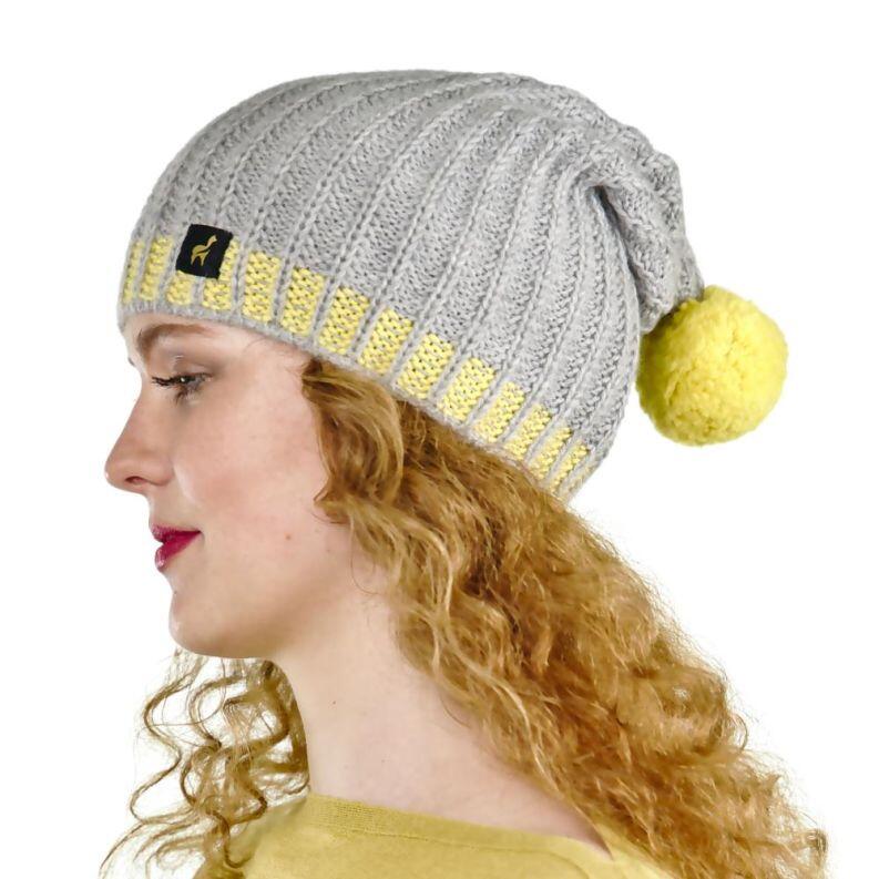 Mütze Linda mit Baby Alpaka und Kaschmir für Damen One Size für Kopfgrößen S-XL