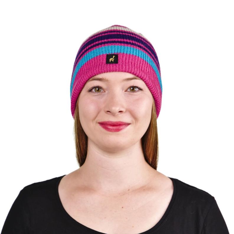Mütze Saturn UNI 100% Baby gefüttert Alpaka mit Streifen-Muster One Size für Kopfgrößen S-XL