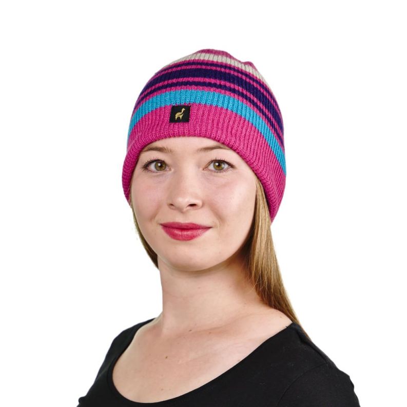 Mütze Saturn UNI 100% Baby gefüttert Alpaka mit Streifen-Muster One Size für Kopfgrößen S-XL