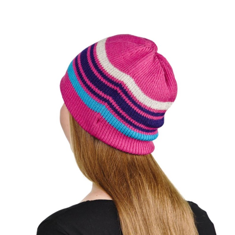 Mütze Saturn UNI 100% Baby gefüttert Alpaka mit Streifen-Muster One Size für Kopfgrößen S-XL