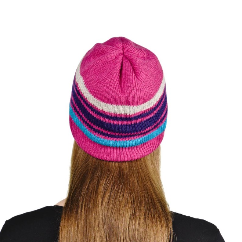 Mütze Saturn UNI 100% Baby gefüttert Alpaka mit Streifen-Muster One Size für Kopfgrößen S-XL