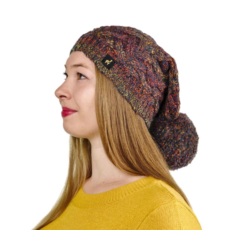 Alpaka Mütze Santa für Damen mit Bommel One Size für Kopfgrößen XS-XL