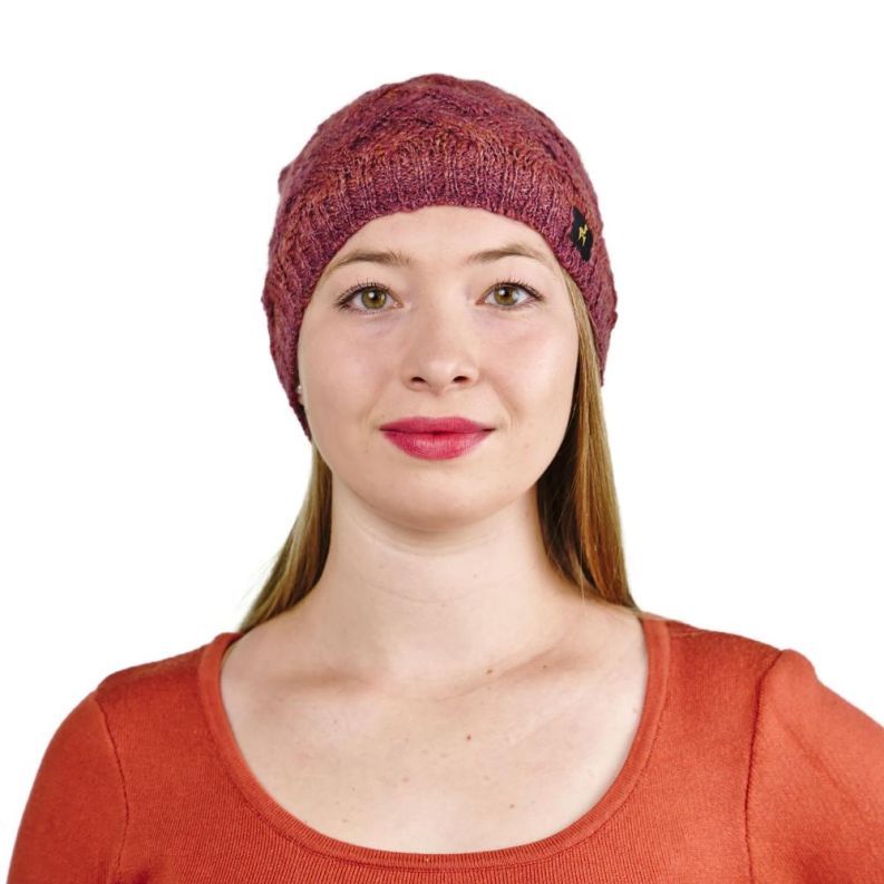 Alpaka Mütze Santa für Damen mit Bommel One Size für Kopfgrößen XS-XL