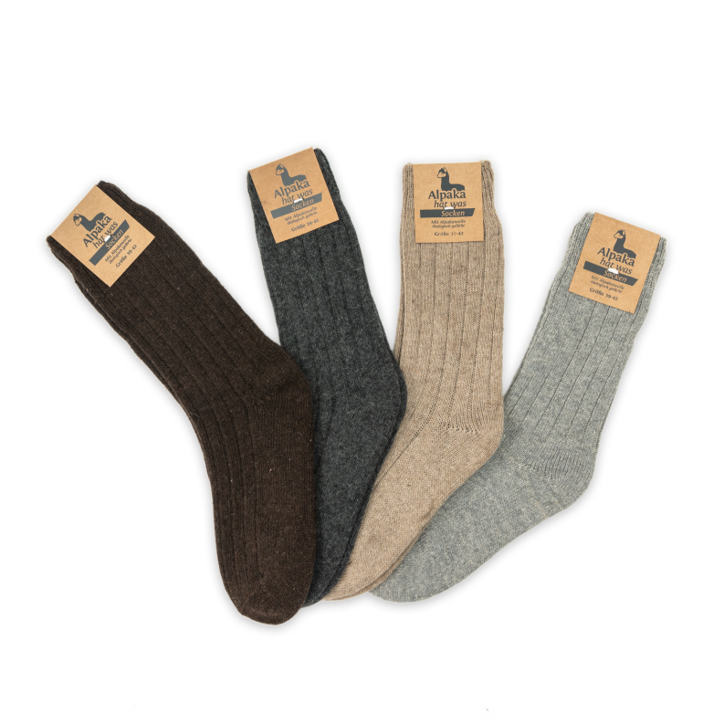 Kinder Alpaka Socken in dunkelgrau, 92% Alpakawolle