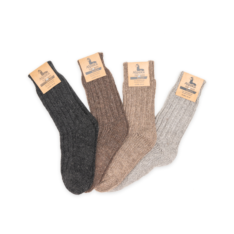 Alpaka Socken dick in hellgrau, 92% Alpakawolle
